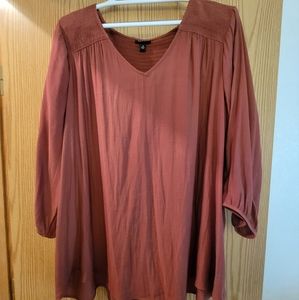 Torrid Rust 3/4 Sleeve V-Neck Blouse